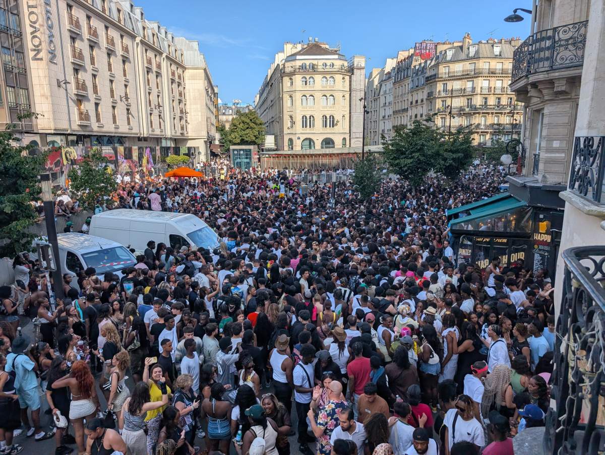 Thousands of people gather at the Chatelet district and on the banks of the Seine to celebrate Fete De La Musique 2025 as bands and DJ's play across Paris, France on June 21, 2025.