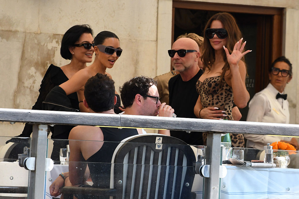 Kris Jenner, Kim Kardashian, Orlando Bloom, Domenico Dolce and Khloé Kardashian ahead of Jeff Bezos and Lauren Sanchez Wedding on June 26, 2025 in Venice, Italy.