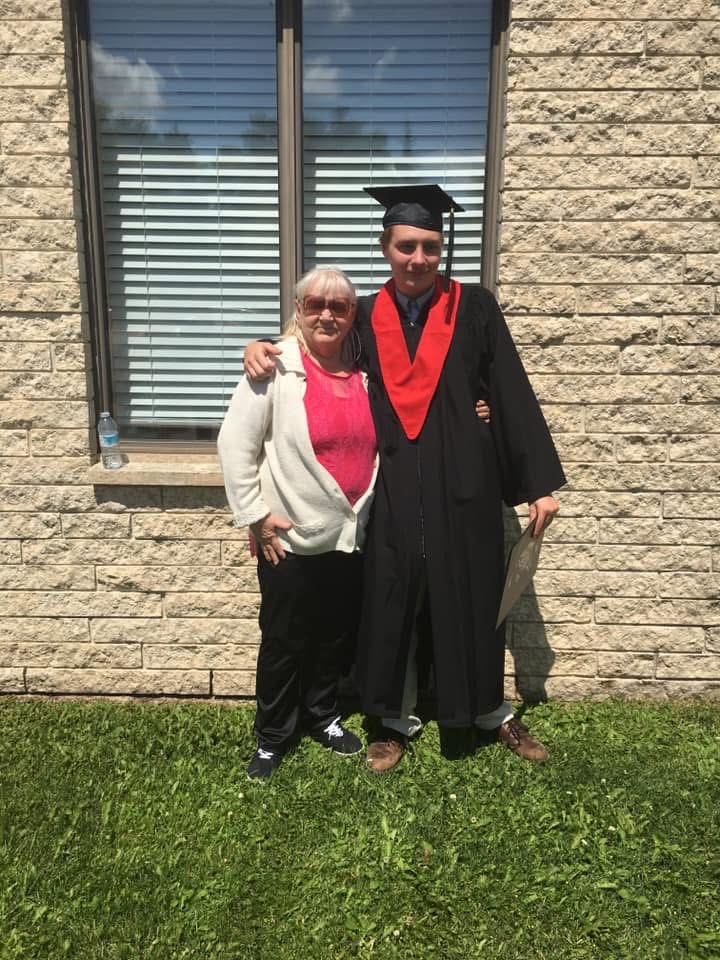 Joshua Burmachuk and his grandmother, Kathy Boychuk.