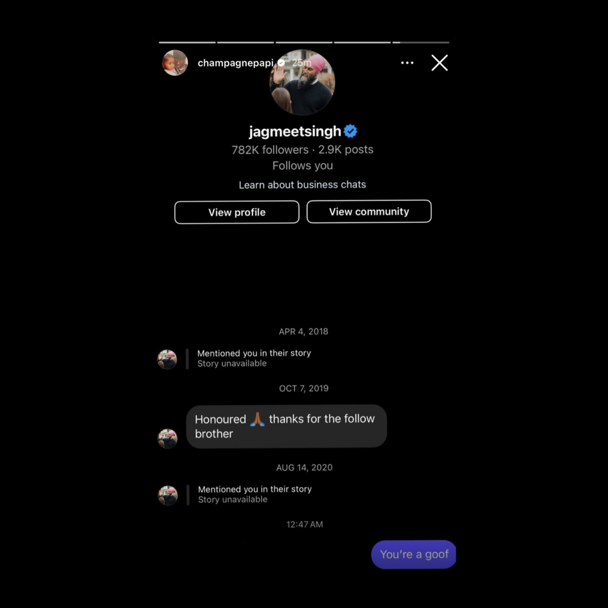 Drake calls out former NDP leader Jagmeet Singh for attending a Kendrick Lamar concert.