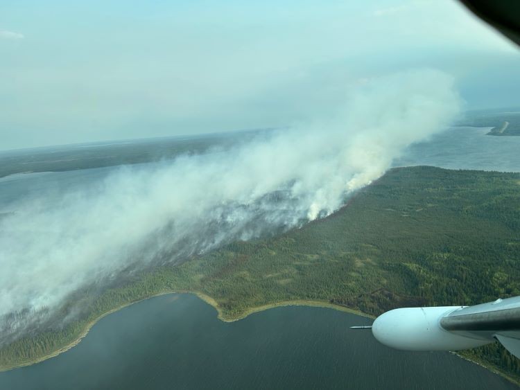 The SWF095 wildfire near the Peerless Lake community, which is part of the Red Earth East Complex, on June 2, 2025.