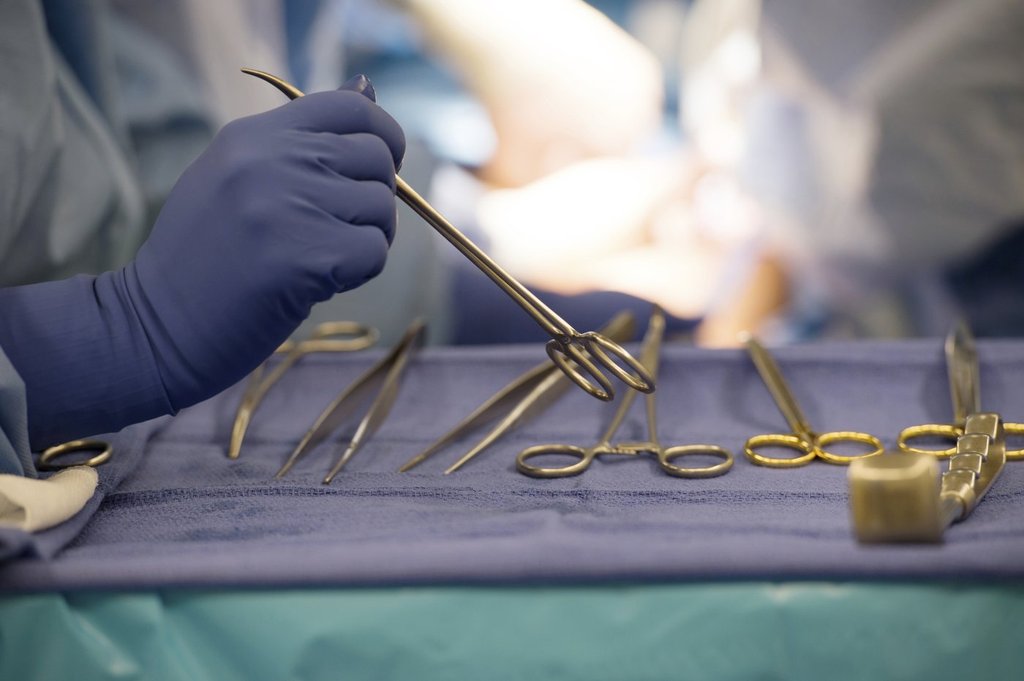 Surgical instruments are used during an organ transplant surgery at a hospital in this file photo.