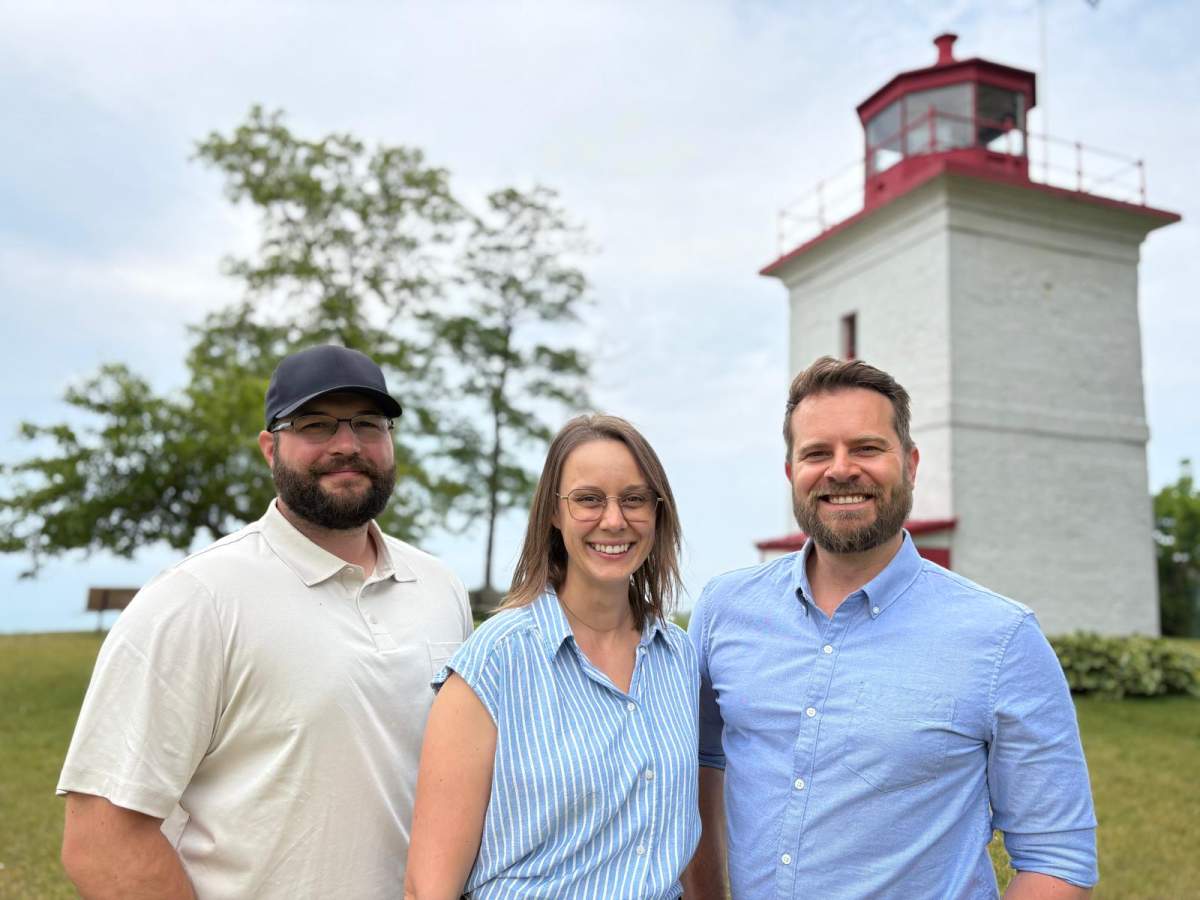 EpiSense co-founders (left to right) Chapin Korosec, Alexandra Kasper, and Michael Daley in Godrich Ont.
