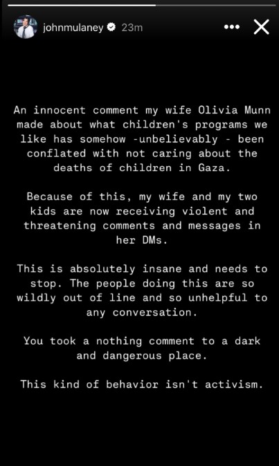 A screenshot of John Mulaney's Instagram Stories.