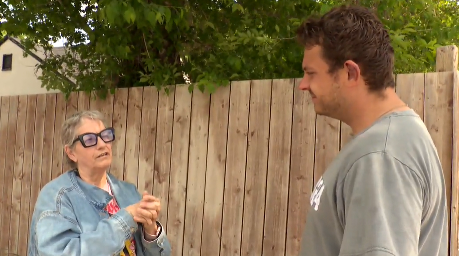 Margaret Barkman-Harris thanks Broderick Tkachyk, who she says saved her son’s life in a violent incident Friday.