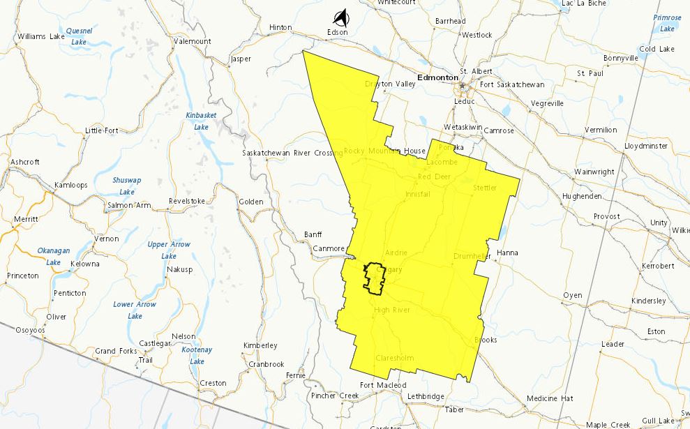 Residents across a large swath of central and southern Alberta are being advised to keep an eye to the sky on Sunday after Environment Canada issued a series of severe thunderstorm watches.