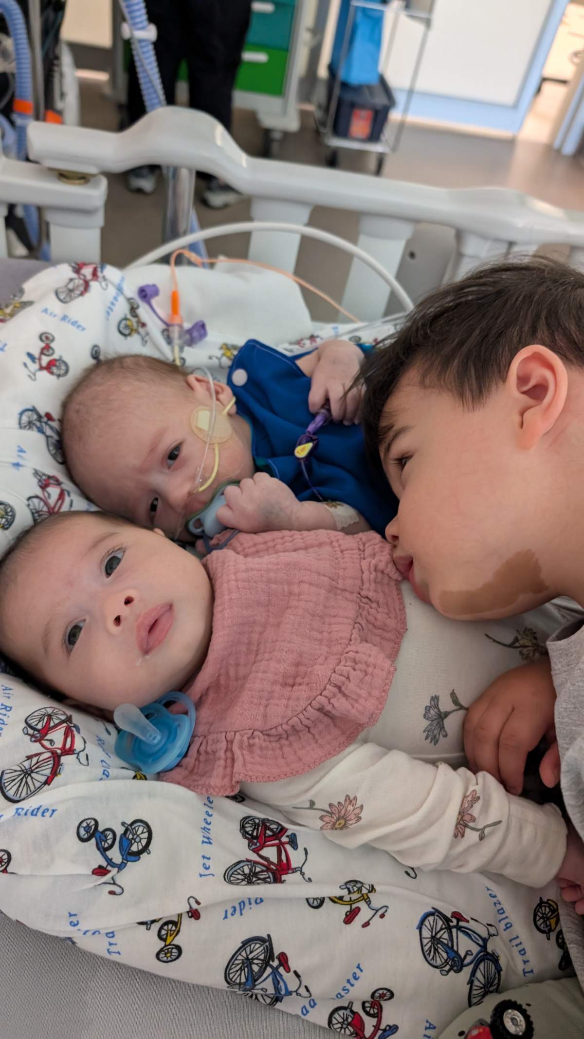 Oliver, Eloise and Theodore in the Stollery Children's Hospital.