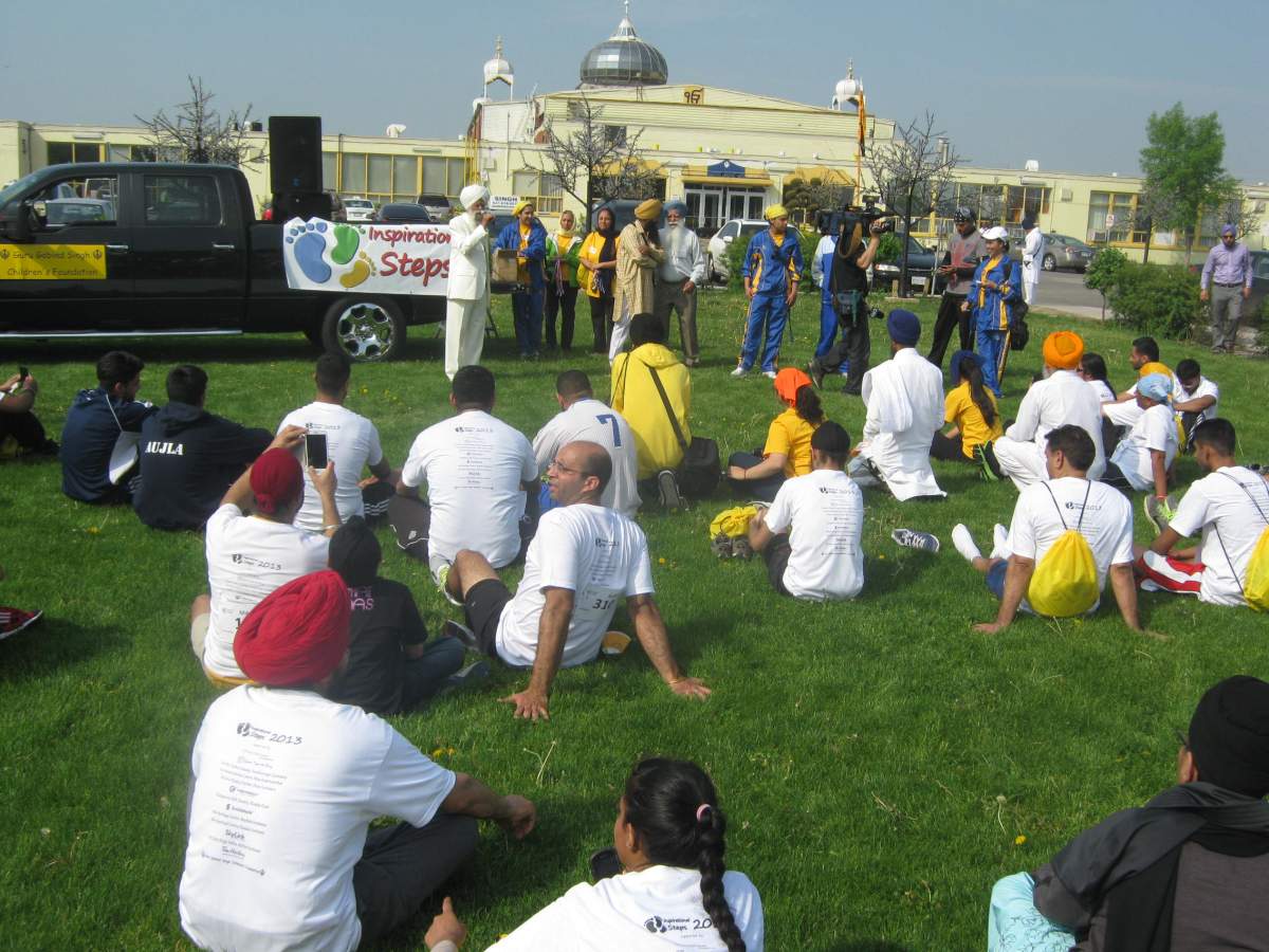 Fauja Singh speaks at the inaugural Inspirational Steps event in Malton.