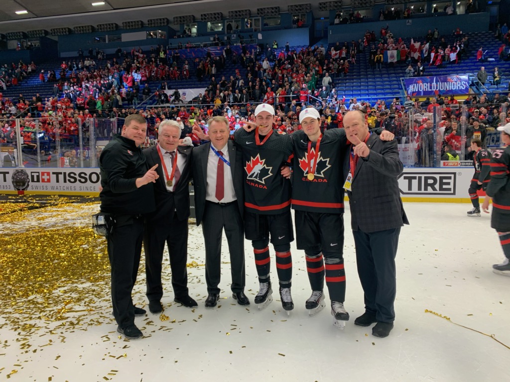 Gold medal celebration at the World Junior Hockey Championship.