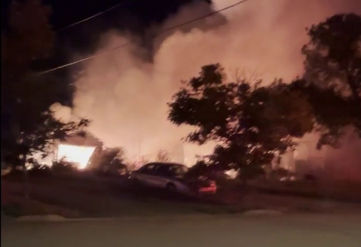 Two homes caught fire in Lamont, Alta., on July 4, 2025.