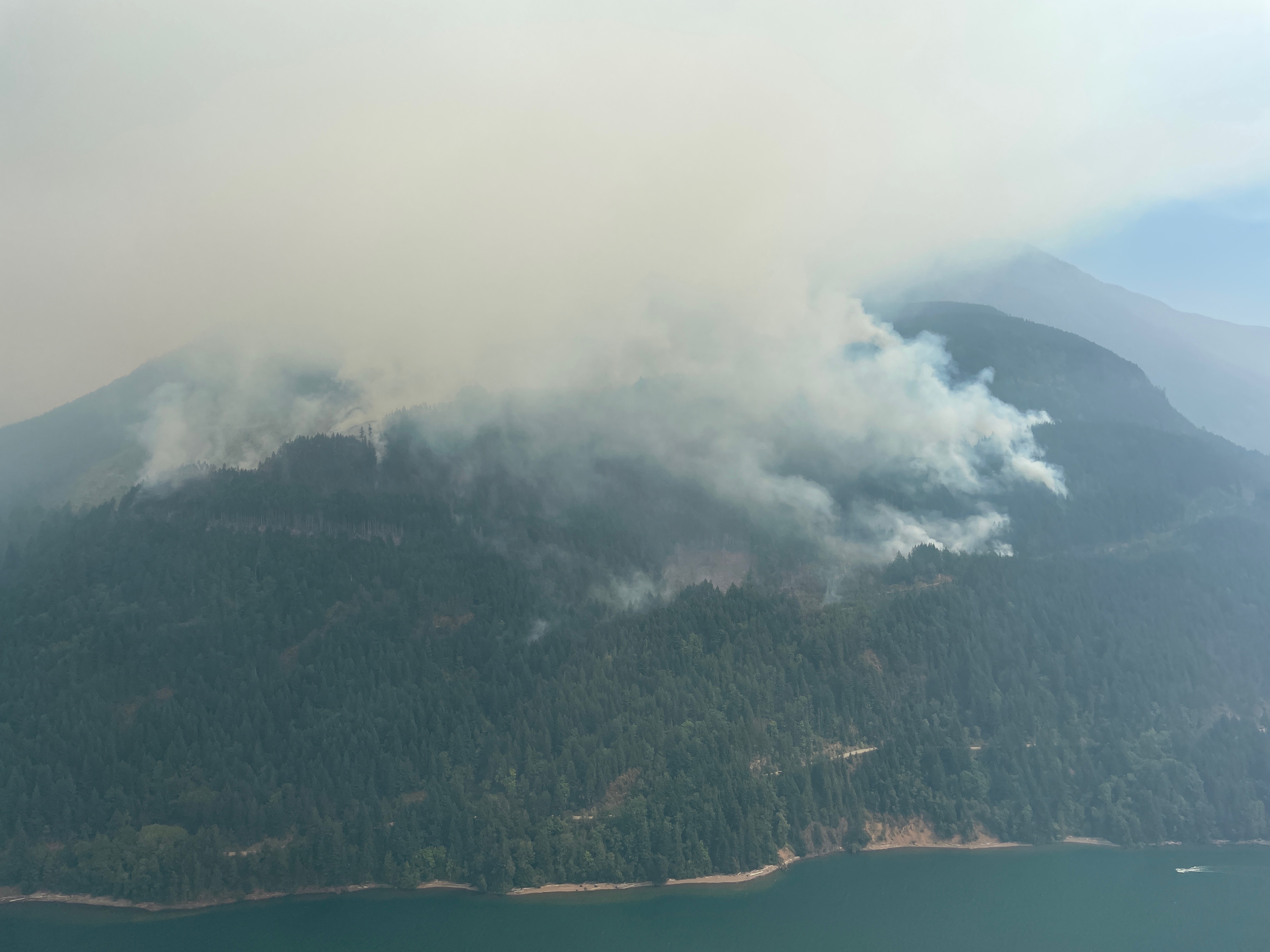 An out of control burning on the east side of Harrison Lake