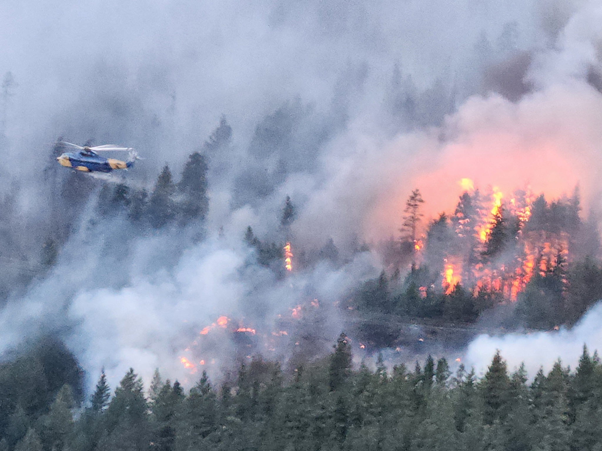 Изгаряне на пожар извън контрол на около 10 километра южно