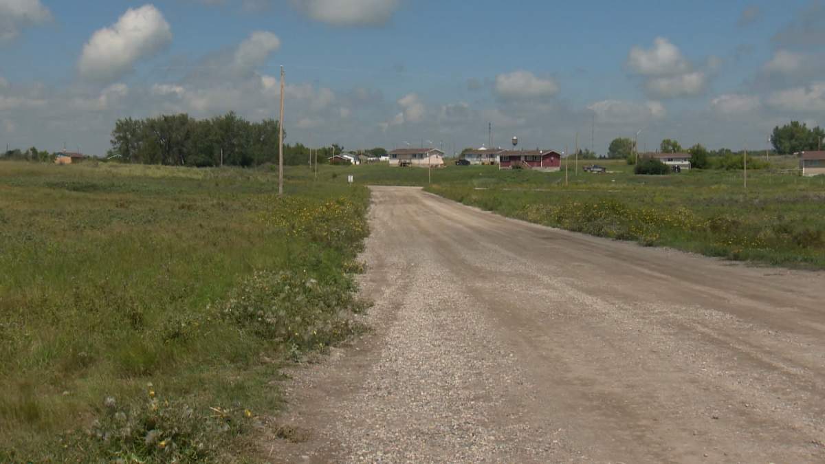 This stretch of road on the Siksika Nation is where two pedestrians were killed and another sent to hospital in critical condition after being struck by a pickup truck in what police said was a hit and run on Saturday.