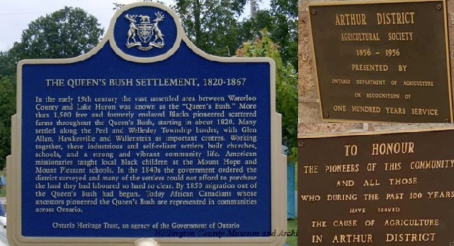 A collage of three historical plaques.