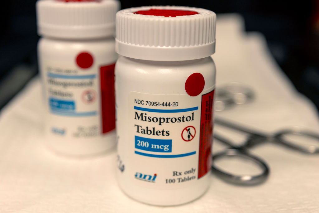 In this photo illustration, Bottles of Misoprostol are seen at Wyoming's last abortion clinic, Wellspring Center March 10, 2025 in Casper, Wyoming.