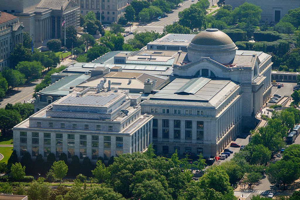 The Smithsonian Institution's National Museum of Natural History is seen from the Washington Monument on June 19, 2025 in Washington, DC.