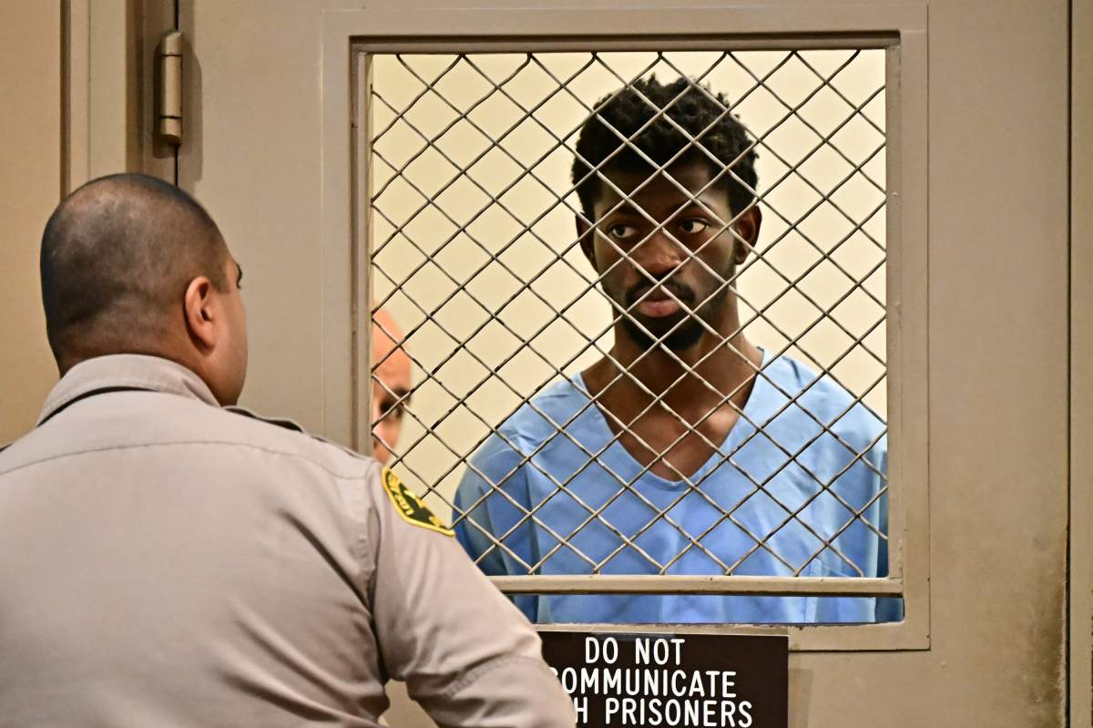 : Rapper Lil Nas X looks on at the conclusion of his arraignment at Los Angeles Superior Court on August 25, 2025 in Van Nuys, California.