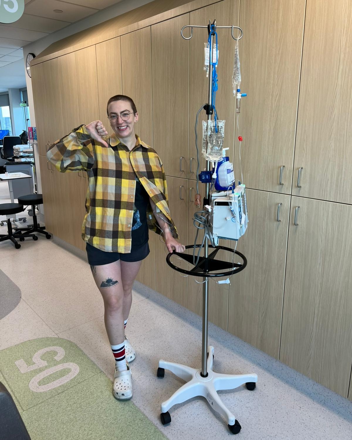 Shannon Gray at her first chemotherapy session in Edmonton on July 9, 2025.