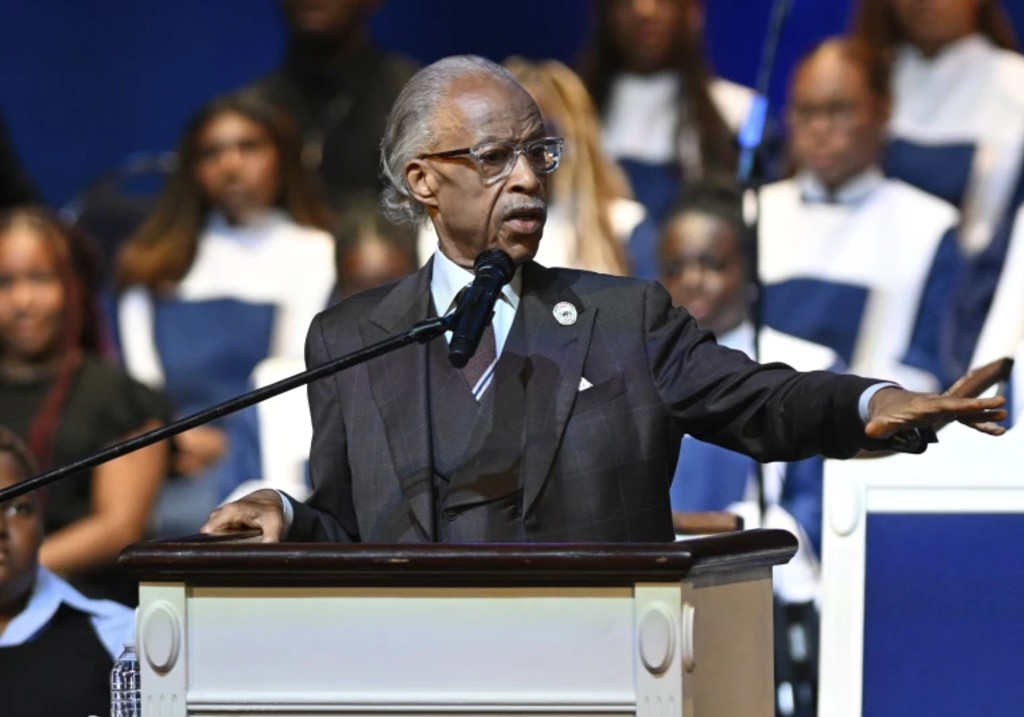 Rev. Al Sharpton delivers a sermon at Howard University’s Cramton Auditorium, Sunday, Aug. 24, 2025, in Washington, to announce a national drive in support of District of Columbia Mayor Muriel Bowser, as President Donald Trump’s administration continues it’s use of federal law enforcement and National Guard troops in the city.