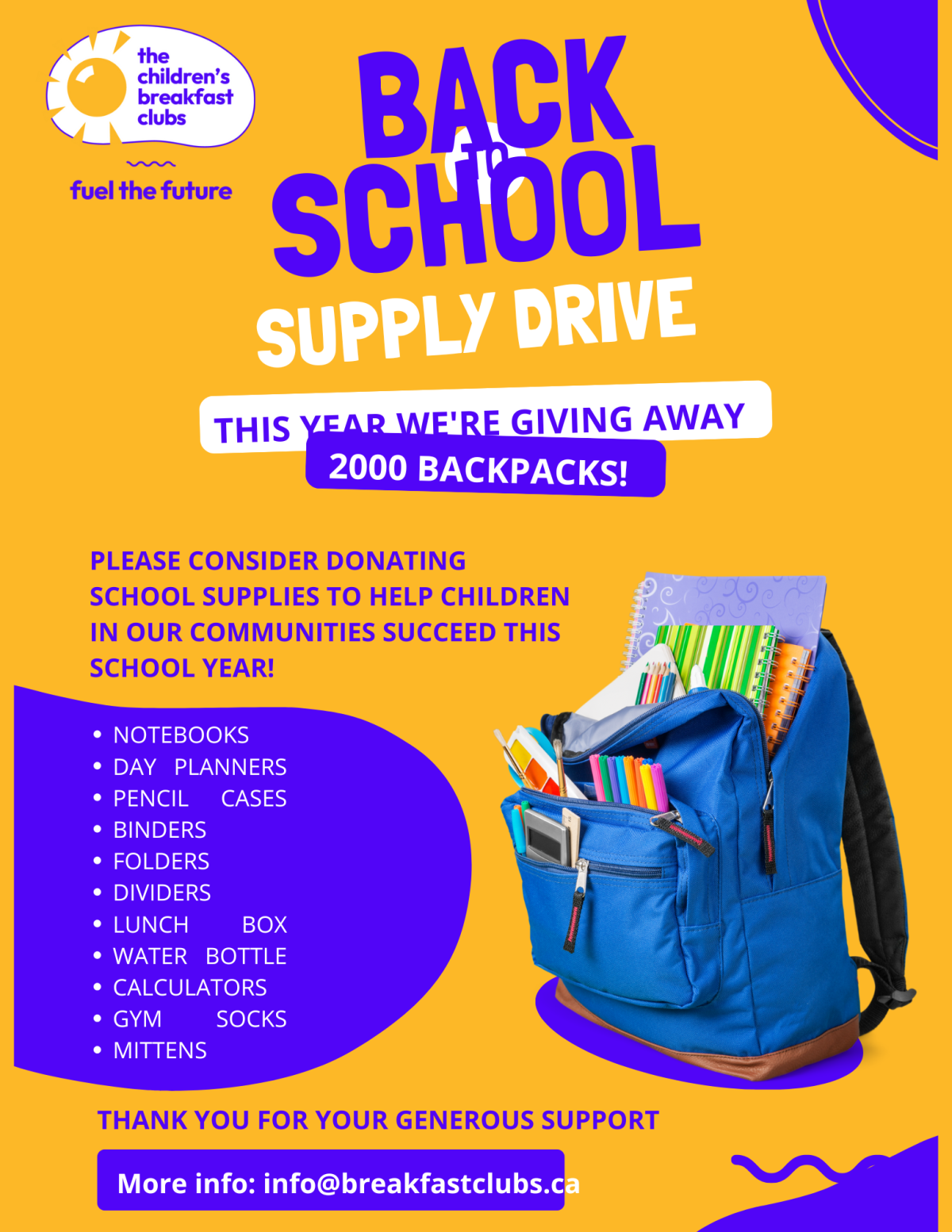 The Children’s Breakfast Clubs Backpack Giveaway - image