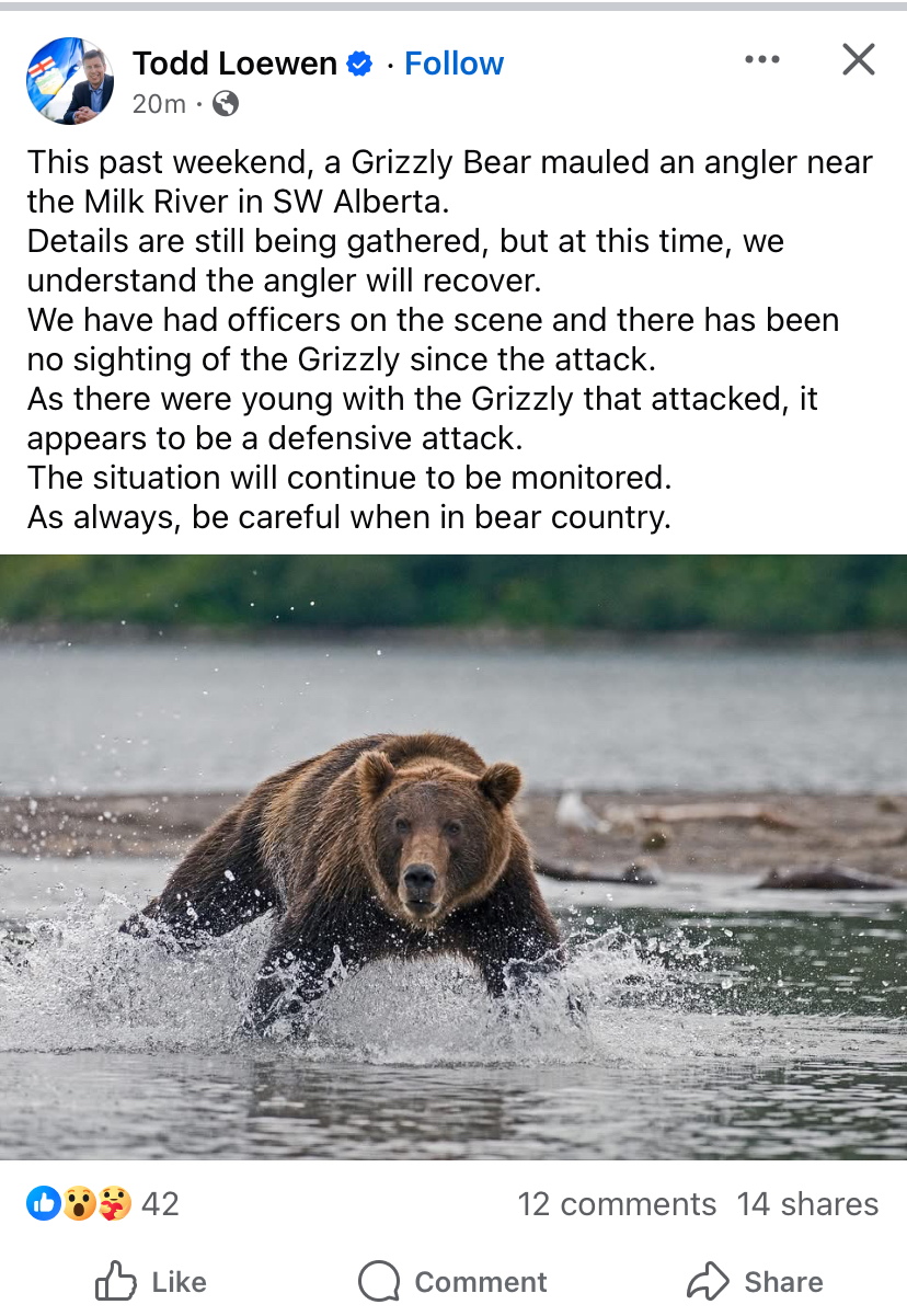 Alberta's parks minister announced some details of the bear attack in a post on social media.