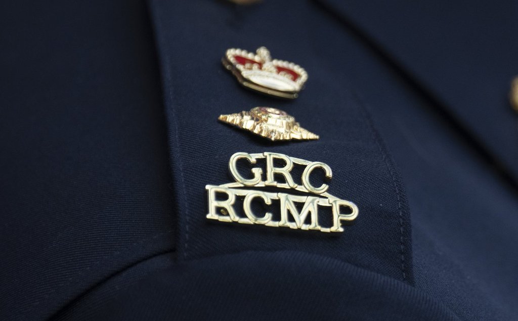 The RCMP logo is seen at a news conference on June 24, 2023 in St. John’s. THE CANADIAN PRESS/Adrian Wyld.