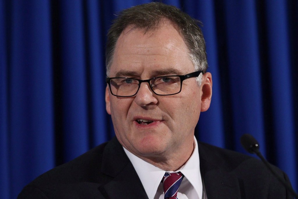 Ombudsperson Jay Chalke speaks during a press conference in Victoria, B.C., on Thursday, April 6, 2017. THE CANADIAN PRESS/Chad Hipolito.