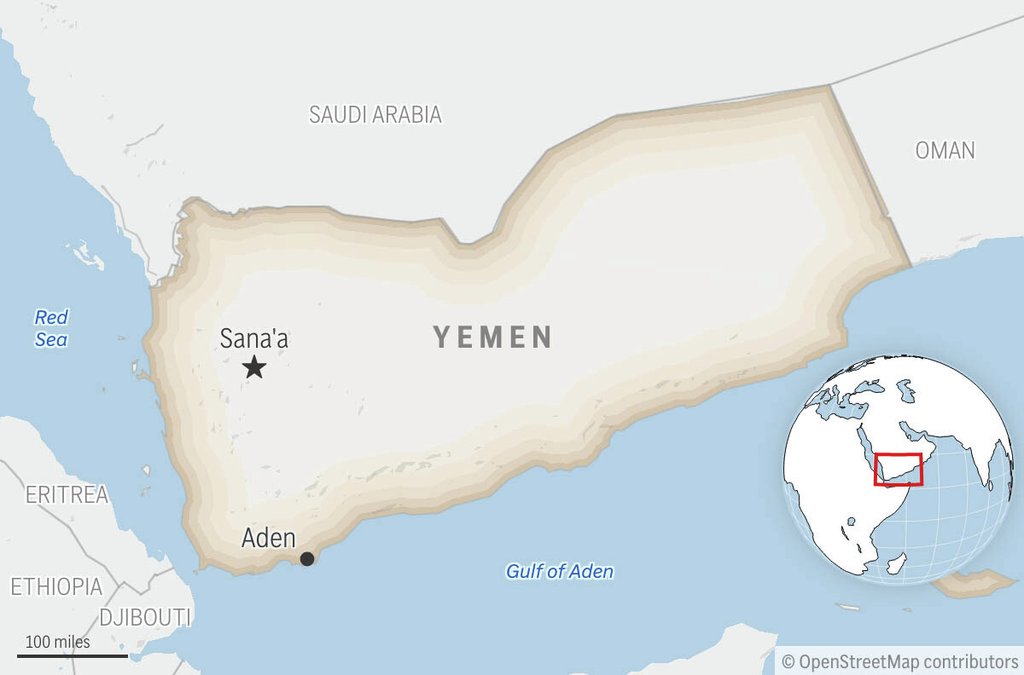 This is a locator map for Yemen with its capital, Sanaa. 