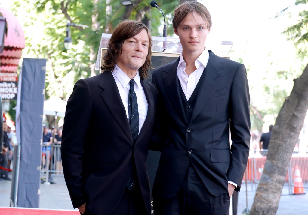 (L-R) Norman Reedus and Mingus Reedus attend the Norman Reedus Star Ceremony at Hollywood Walk Of Fame on September 27, 2022 in Los Angeles, California.