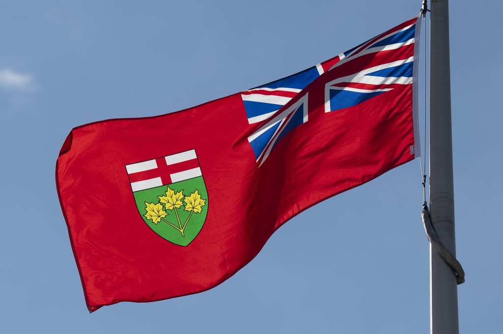 Ontario's provincial flag flies in Ottawa,  Monday, July 6, 2020. 