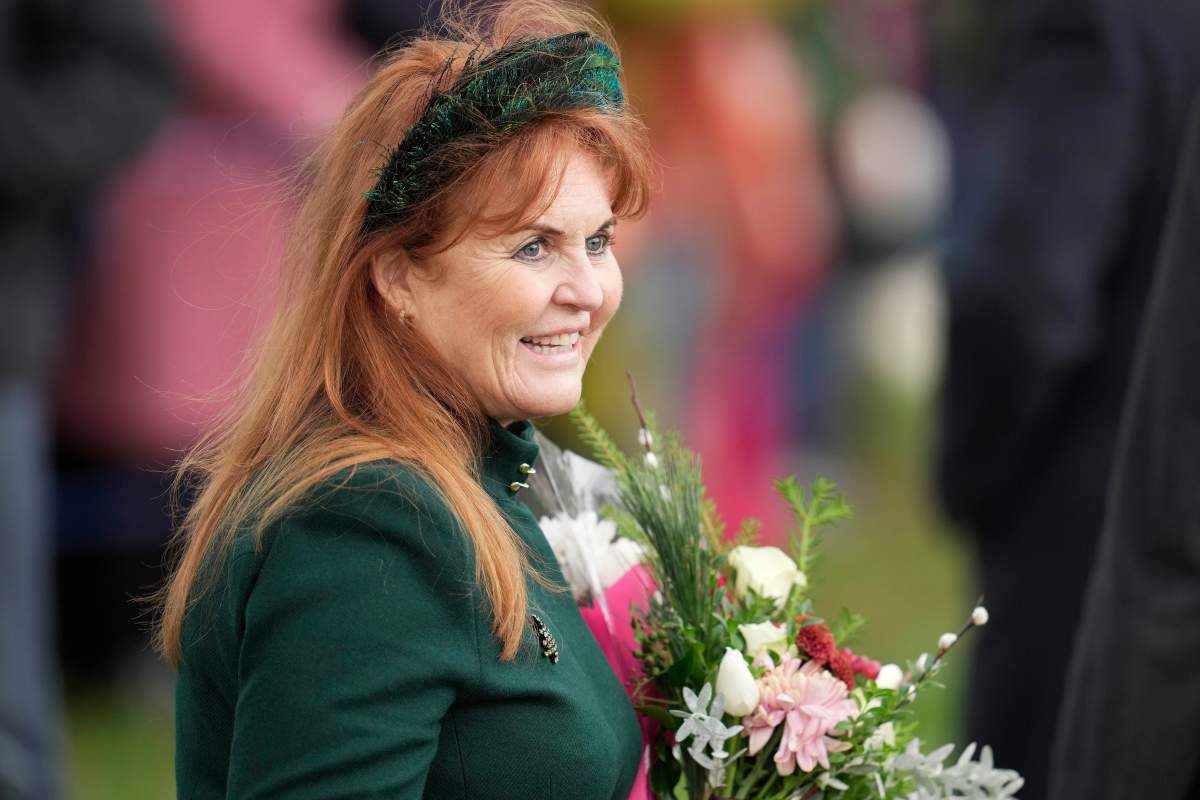 Sarah Ferguson, Duchess of York, arrives to attend the Christmas day service at St Mary Magdalene Church in Sandringham in Norfolk, England, Monday, Dec. 25, 2023.