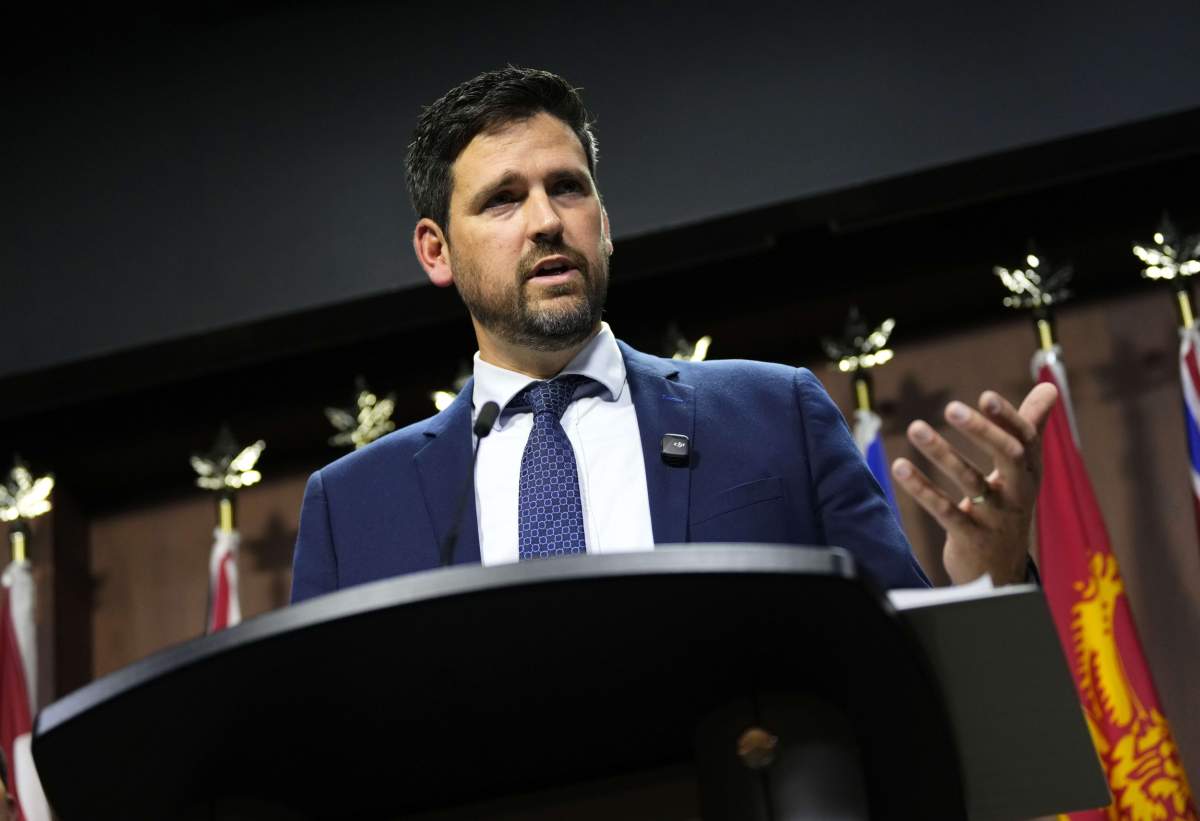 Justice Minister Sean Fraser, who is also in charge of the Atlantic Canada regional development agency,  speaks at a news conference on Parliament Hill in Ottawa, on Friday, Sept. 19, 2025. 