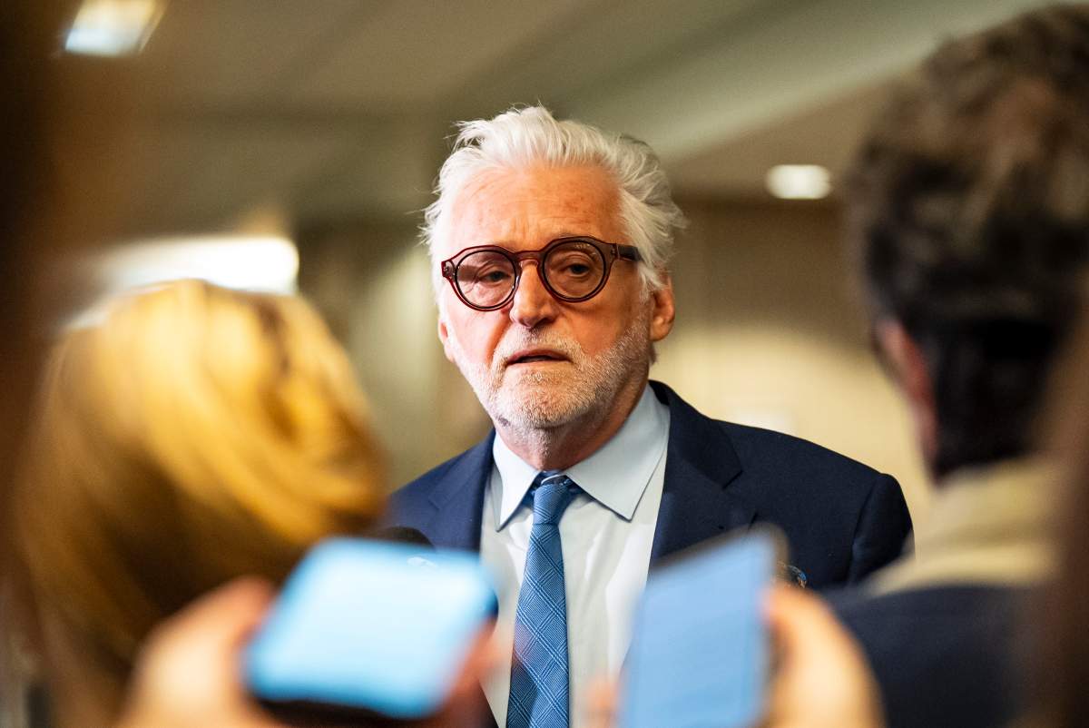 Just for Laughs founder Gilbert Rozon speaks to media as he arrives at the courthouse for his civil trial in Montreal on Monday, Sept. 22, 2025. 
