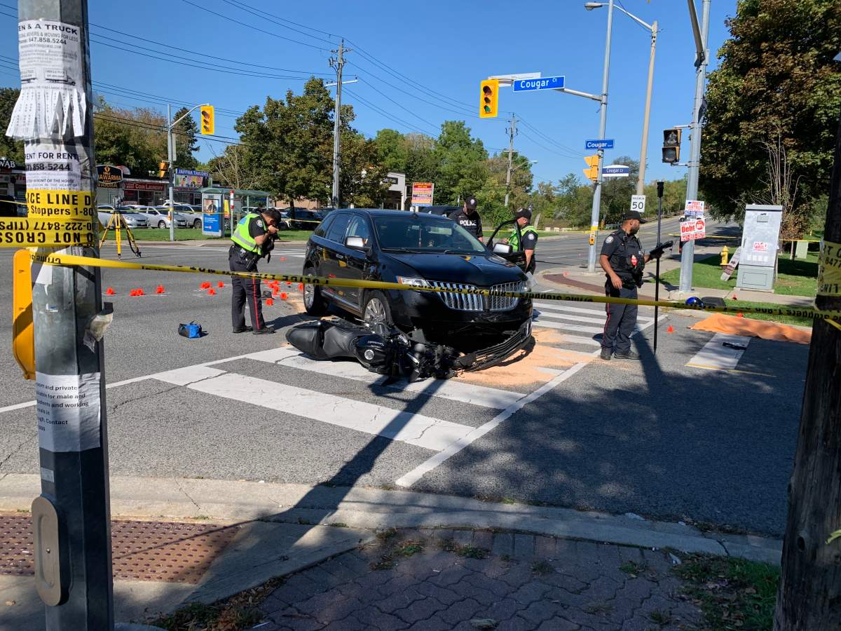 Image from the scene involving a motorcycle and an SUV on Sept. 30, 2025.