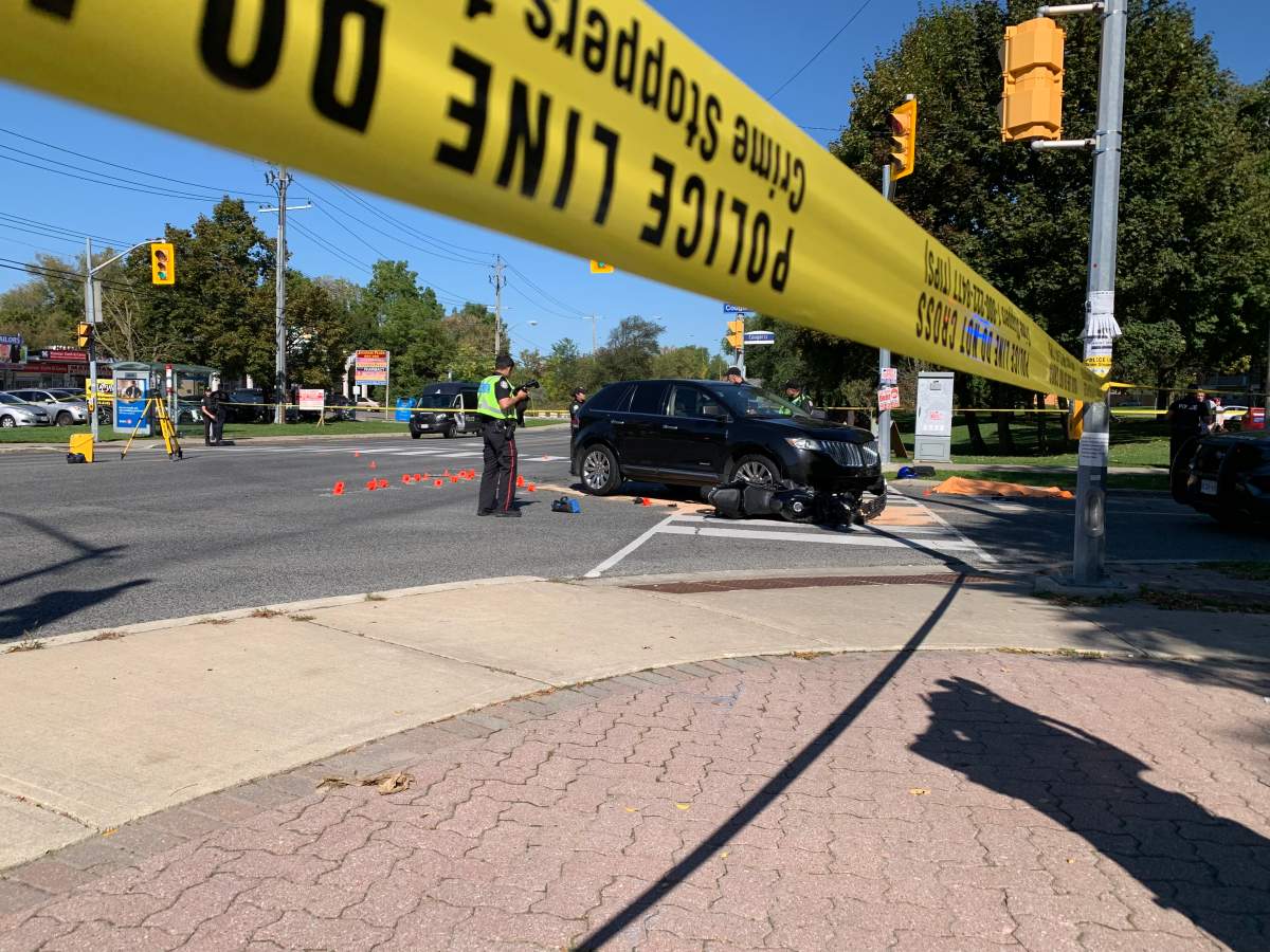 Image from the scene involving a motorcycle and an SUV on Sept. 30, 2025.