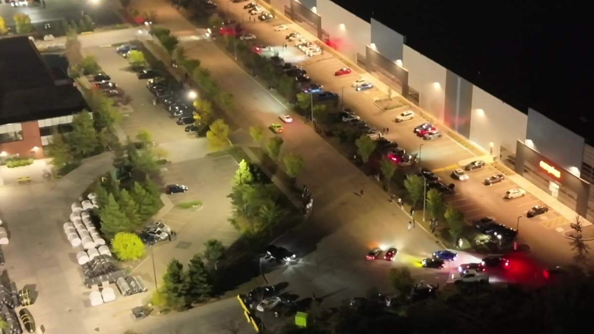 Drone video of street racing on 129 Avenue, near 170 Street, in an industrial area of the city’s northwest on Sunday, Sept. 21, 2025.