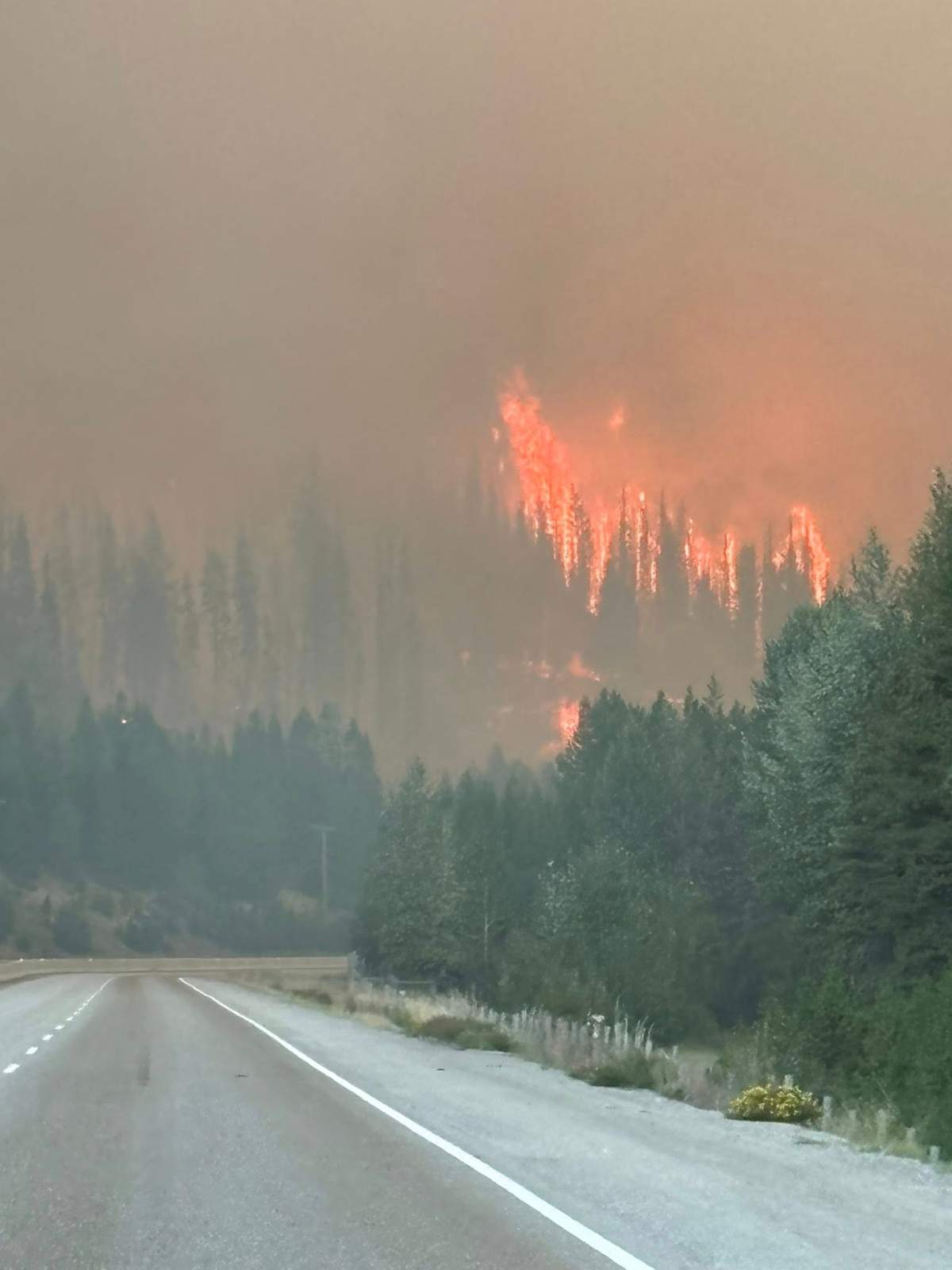 The Mine Creek Fire seen from the Coquihalla Highway on Wednesday, Sept. 3, 2025.