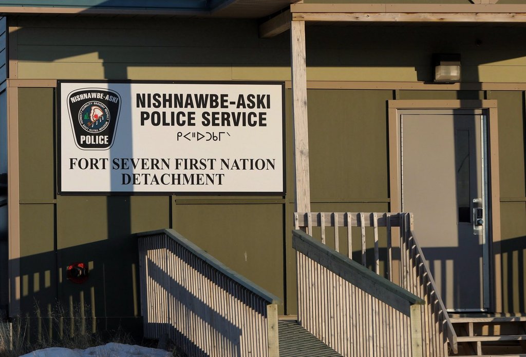 The Nishnawbe Aski Nation Police Service detachment is seen in Fort Severn, Ont. on  April 27, 2018. THE CANADIAN PRESS/Colin Perkel.
