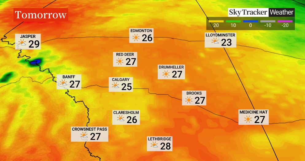 The forecast for most of Alberta this weekend calls for sunny skies and temperatures close to 10 degrees above normal for this time of year.
