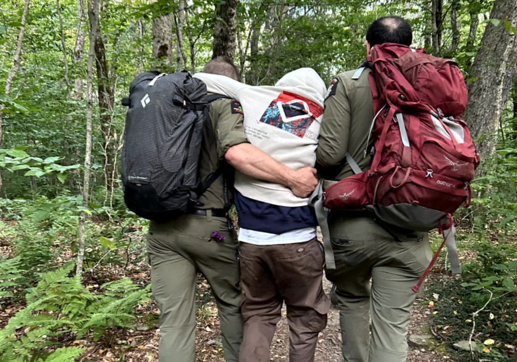 New York State Forest Rangers help a hiker who was lost near Giant Ledge in the Catskills.