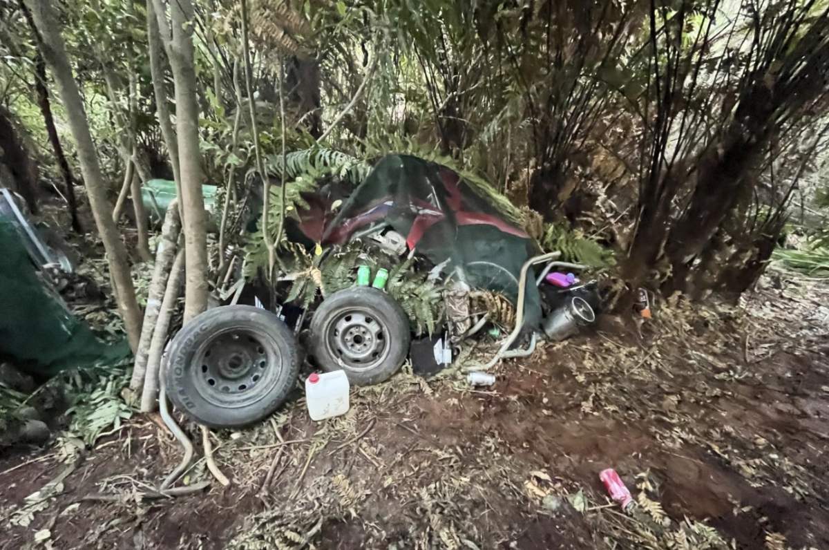 This Sept. 8, 2025 photo released by the New Zealand police, shows the campsite where Tom Phillips and his children were hiding prior to his shooting in Waitomo, in the district of Waikato, New Zealand.
