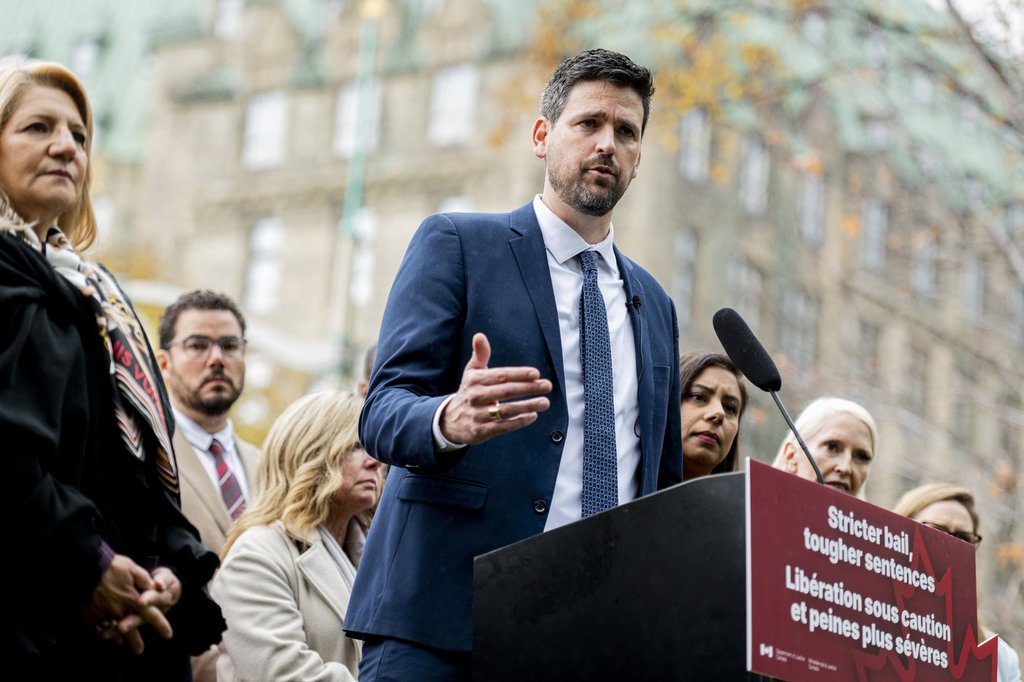 Federal Justice Minister Sean Fraser speaks during a press conference in Ottawa, on Thursday, Oct. 23, 2025. THE CANADIAN PRESS/Spencer Colby.