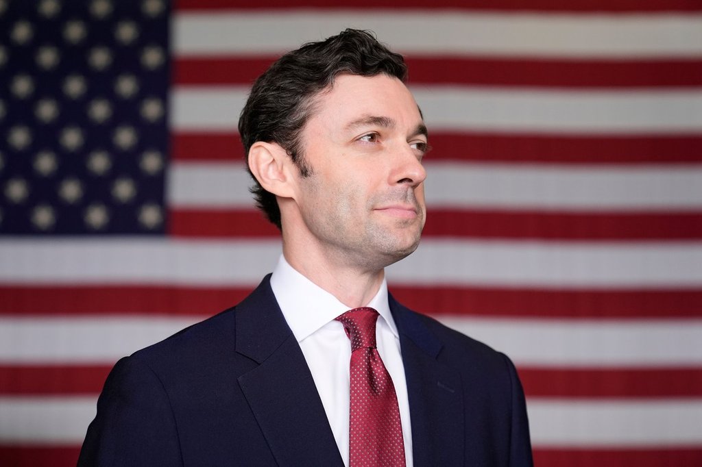 FILE - Sen. Jon Ossoff, D-Ga., poses for a portrait during an event at Dobbins Air Reserve Base, April 26, 2025, in Marietta, Ga. (AP Photo/Brynn Anderson, File).