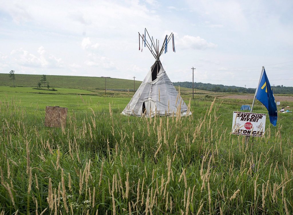 Protesters maintain a Mi'kmaq encampment near the Shubenacadie River, a 72-kilometre tidal river that cuts through the middle of Nova Scotia and flows into the Bay of Fundy, in Fort Ellis, N.S. on Tuesday, July 31, 2018. THE CANADIAN PRESS/Andrew Vaughan.