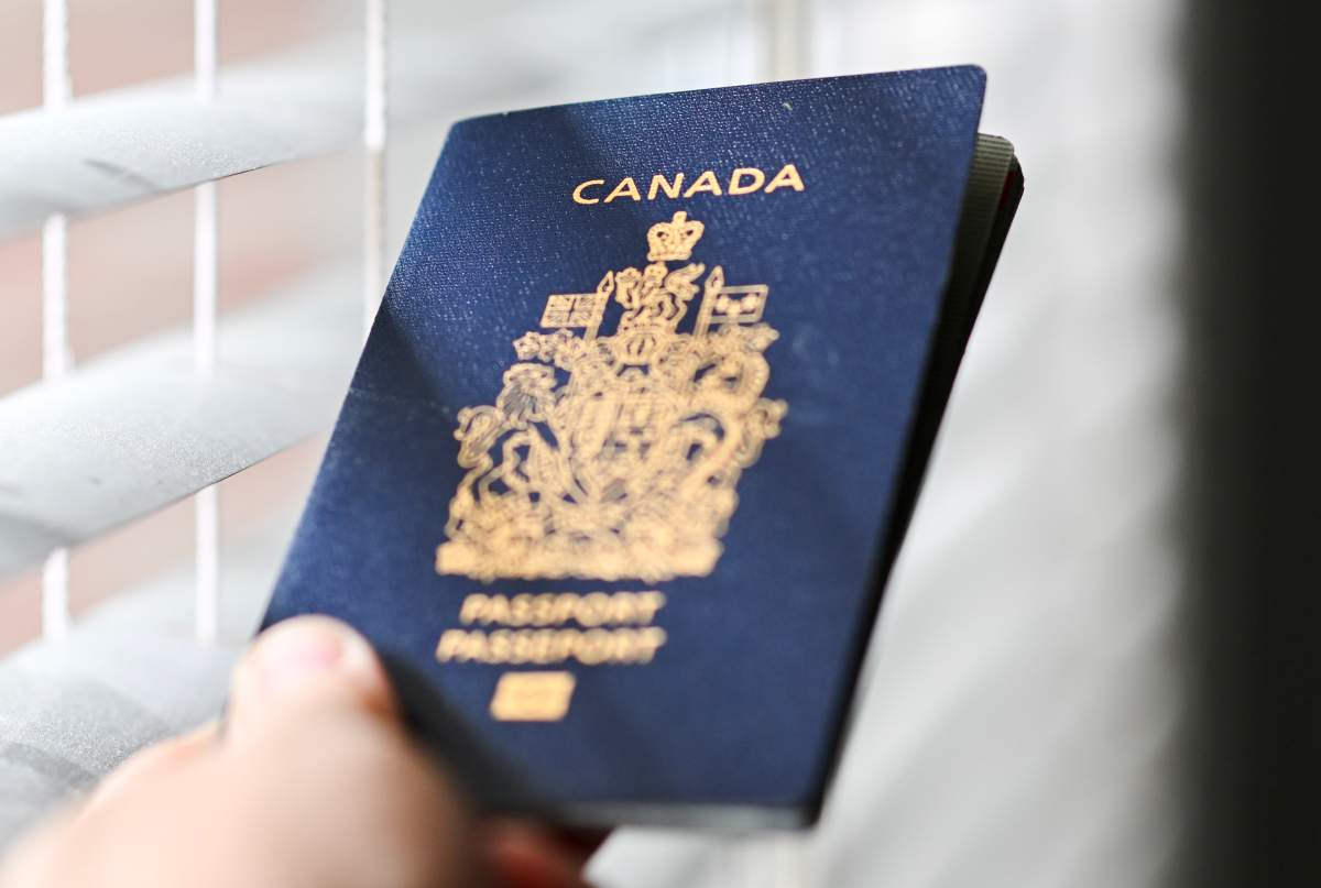 A Canadian passport is shown on Friday, August 29, 2025.