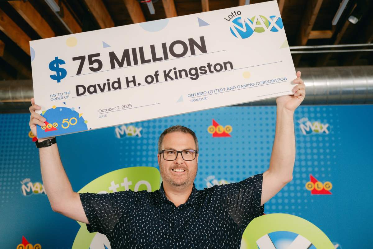 David Hatt of Kingston, Ont., won the $75 million Lotto Max jackpot from the Aug. 19, 2025 draw.