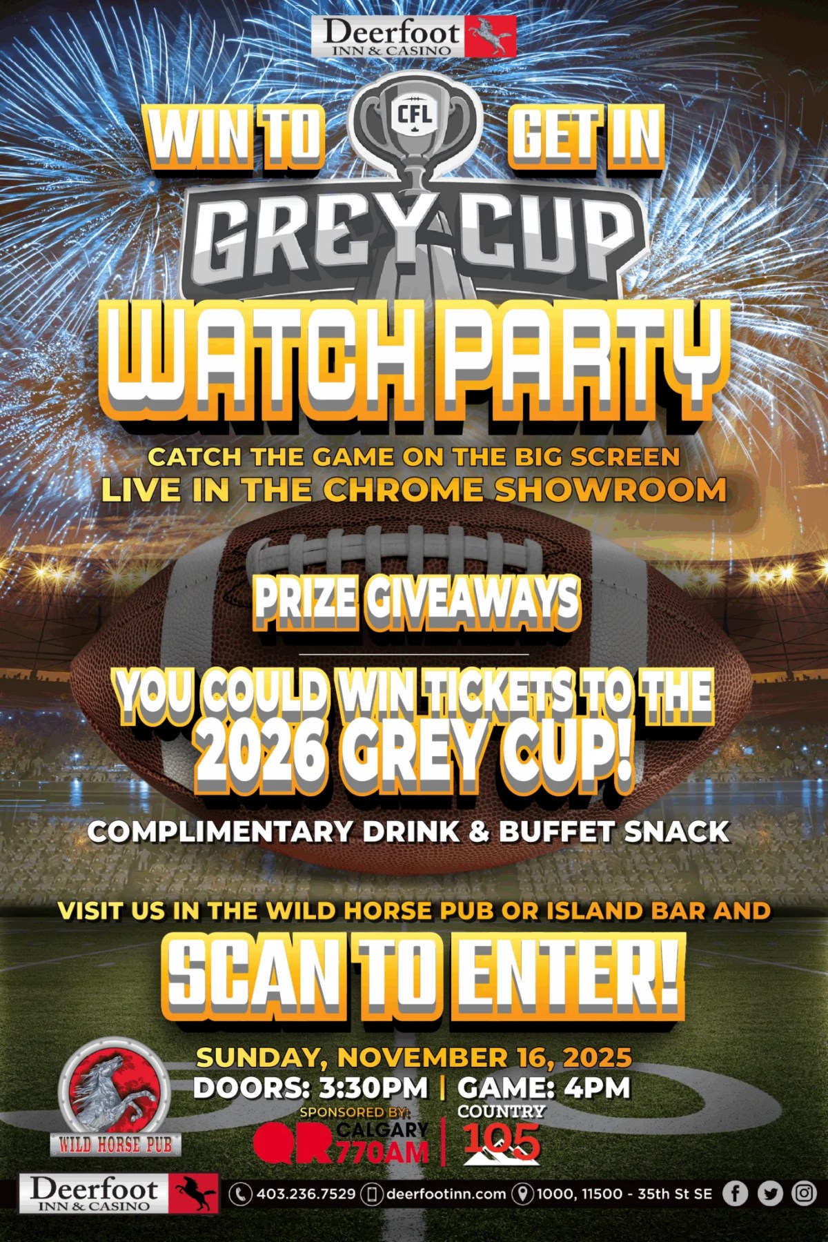 Grey Cup Watch Party at Wildhorse Pub – QR Calgary - image
