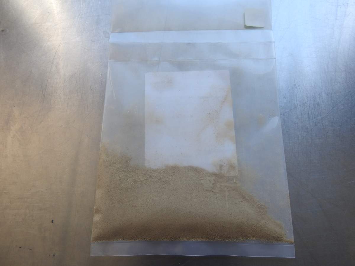 A sample of doda powder, which is ground from opium poppy pods to be brewed into analgesic (pain relieving) tea.