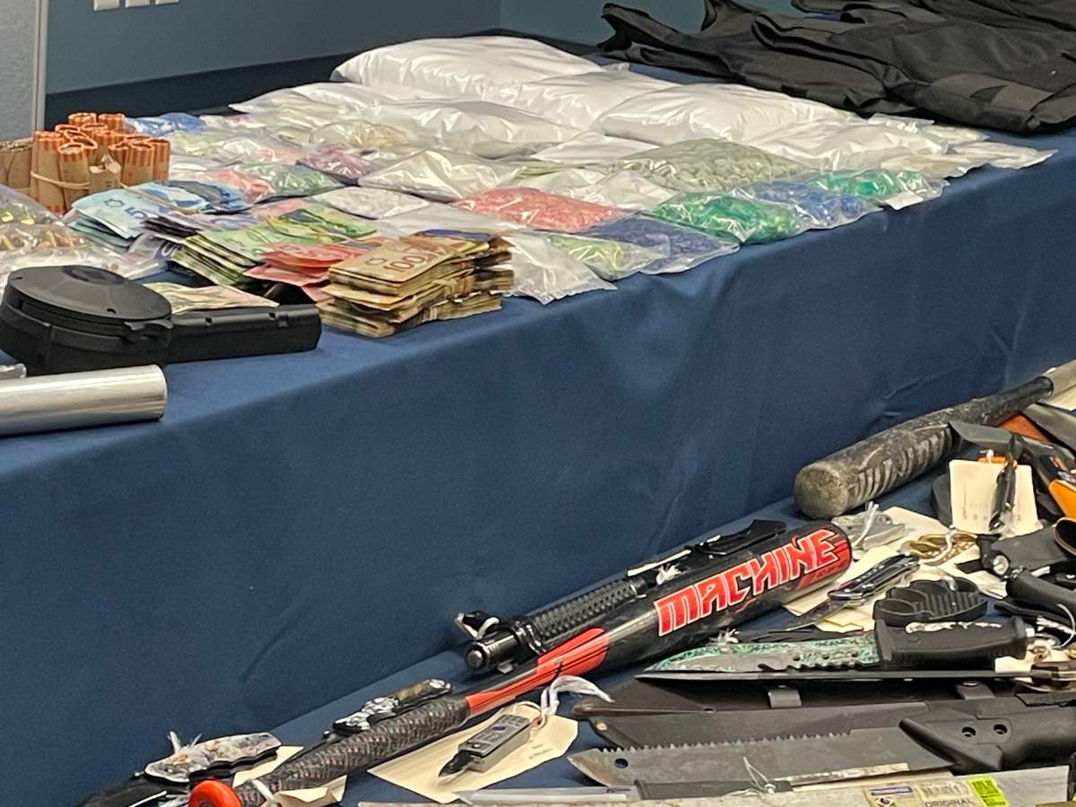 A look at the items seized by Vancouver police’s Task Force Barrage. Photo by Chris Allard / Global News