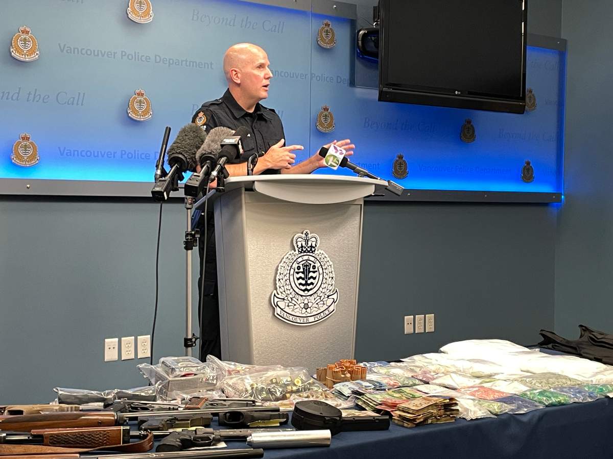 A look at the items seized by Vancouver police’s Task Force Barrage. Photo by Chris Allard / Global News